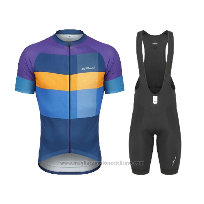 2021 Abbigliamento Ciclismo De Marchi Viola Giallo Blu Manica Corta e Salopette